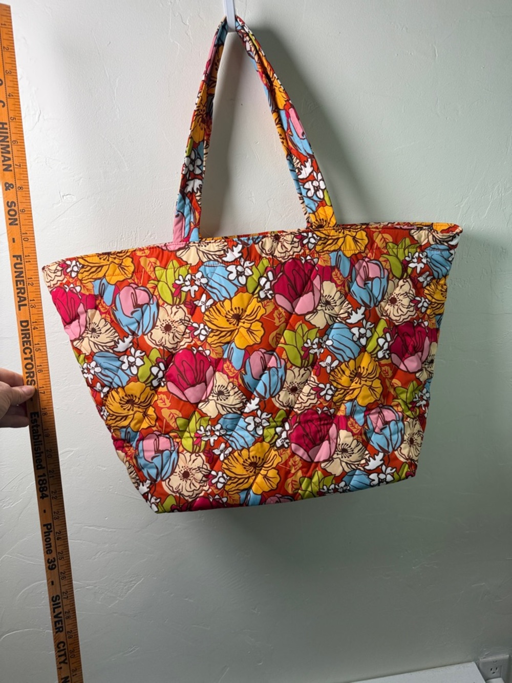 Vera Bradley Quilted Floral Tote in Red, Yellow, Blue, Pink & Green